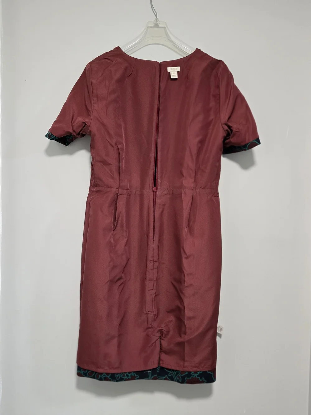 J. Crew Teal and Burgundy Floral Sheath Midi Dress Business, Office Dress Petite